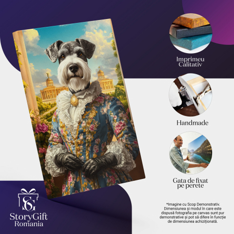  Tablou Canvas Personalizat Contesa Regală Cu Rochie Albastră Și Medalion De AurMarime 40x25CM [3]