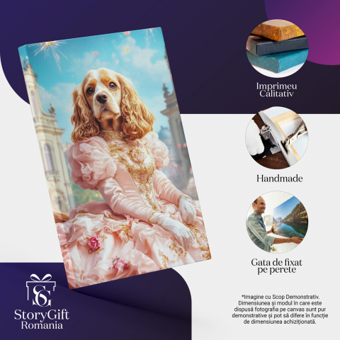  Tablou Canvas Personalizat Contesa Regală În Rochie Roz Cu Detalii AuriiMarime 40x25CM [3]