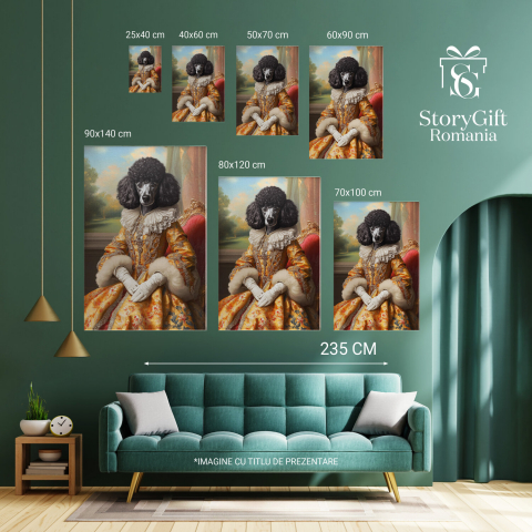  Tablou Canvas Personalizat Contesa Regală Cu Rochie Galbenă Și Fotoliu RoșuMarime 140x90CM [5]