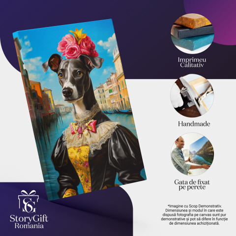 Tablou Canvas Personalizat - Animal în Ținută Regală cu Papion Roz în Venetia
Marime 100x70CM [3]