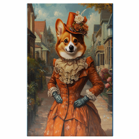 Oraș -  Tablou Canvas Personalizat Contesa Regală Cu Sacou Și Palarie RoșieMarime 40x25CM