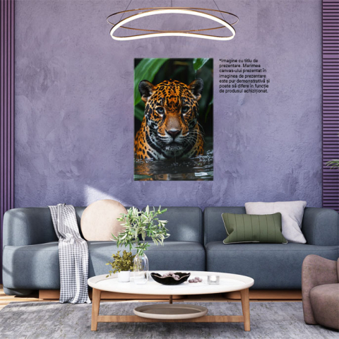 Tablou Canvas Contrast Vibrant Portocaliul cu Pete al Tigrului Strălucint Printre Frunzele Verzi , Pictura Digitala 40x25CM [1]