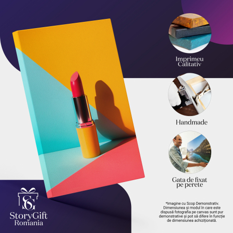 Tablou Canvas Contrastul Rujului Roșu Pe Fundal Galben - Pictură Digitală Vibrantă, Marime 70x50CM [1]