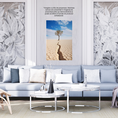 Tablou Canvas Copac în Mijlocul Pustiului | Pictură Digitală cu Pământ Uscat de la Secetă, Marime 40x25CM [3]