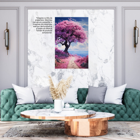 Copac cu Flori Roz și Potecă - Peisaj Natural - Pictură Digitală, Marime 40x25CM [3]