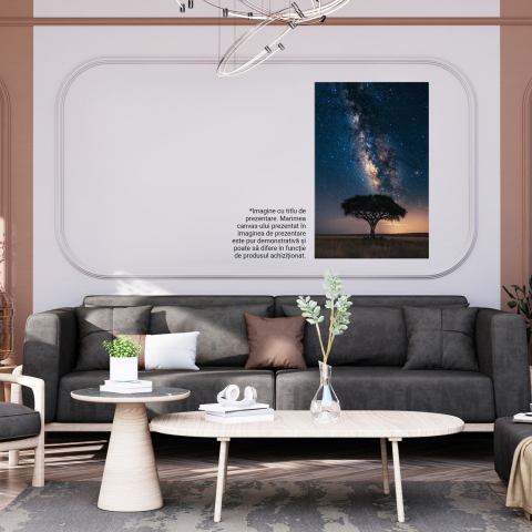 Tabloul canvas cu copacul cu trunchiul împletit la venirea nopții, Marime 40x25CM [3]