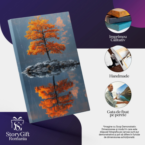 Tablou Canvas:  Copacul Portocaliu în mijlocul oceanului tihnit - Un paradis insular Pictura Digitala 40x25CM [2]