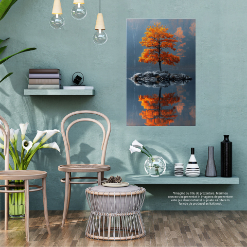 Copac Portocaliu în Mijlocul Oceanului Tihnit - Paradisul Insular, Marime 40x25CM [2]
