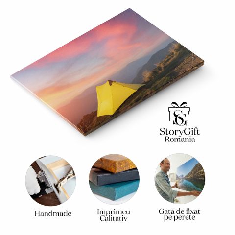 Tablou Canvas Cort de Camping în Munții Toamnei, Marime 40x25CM [1]