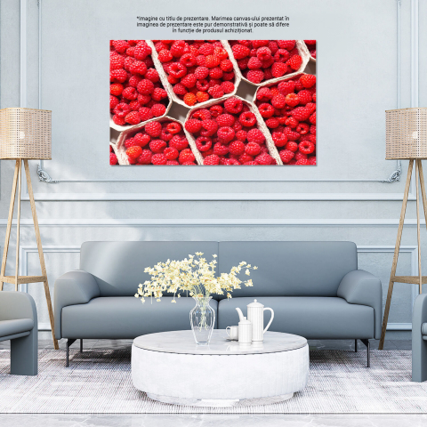 Tablou Canvas: Coș cu Zmeură Proaspăt Culeasă - Bio și Delicioasă, Marime 40x25CM [3]