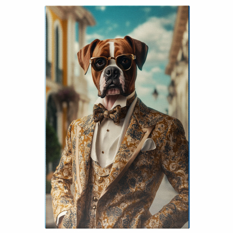 Oraș -  Tablou Canvas Personalizat Costum Regal Abstract Cu Papion Și Vestă ColoratăMarime 40x25CM