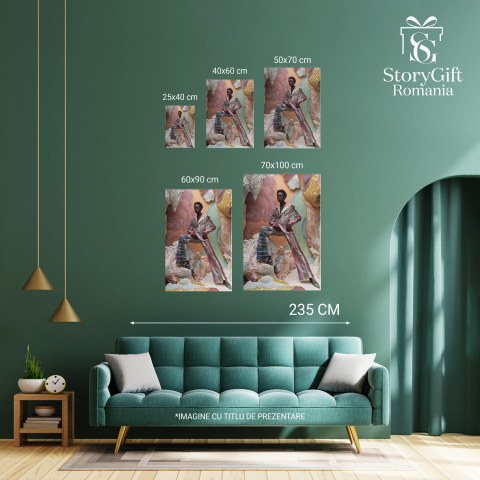 Tablou Canvas - Costum Anii '70 pe Fond de Stânci, Marime 40x25CM [3]