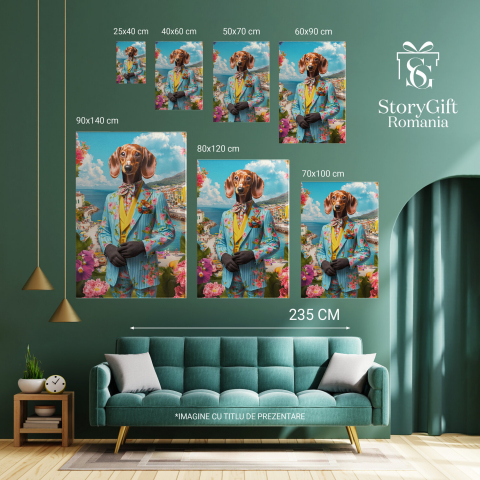 Tablou Canvas Personalizat - Animal în Costum Vibrant pe Malul Mării
Marime 40x25CM [5]