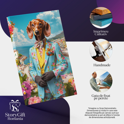 Tablou Canvas Personalizat - Animal în Costum Vibrant pe Malul Mării
Marime 40x25CM [3]