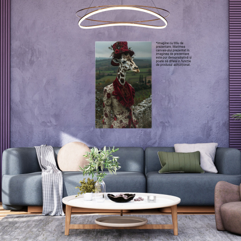 Tablou Canvas Girafă în Costum Elegant cu Catifea și Flori, Marime 40x25CM [2]
