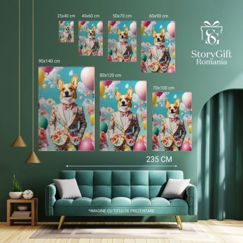  Tablou Canvas Personalizat Costum Elegant În Cer Cu Flori Colorate Și BaloaneMarime 40x25CM [5]