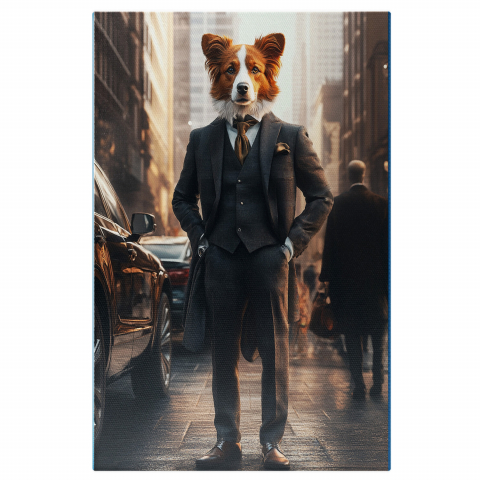 Oraș -  Tablou Canvas Personalizat Costum Elegant Cu Cravată PortocalieMarime 40x25CM