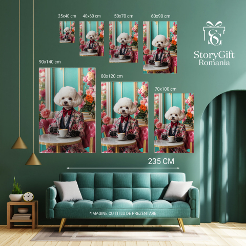  Tablou Canvas Personalizat Costum Masculin Cu Flori Roz La CafeneaMarime 70x50CM [5]