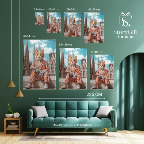 Tablou Canvas Personalizat - Animal în Costum Modern cu Design Portocaliu
Marime 90x60CM [5]