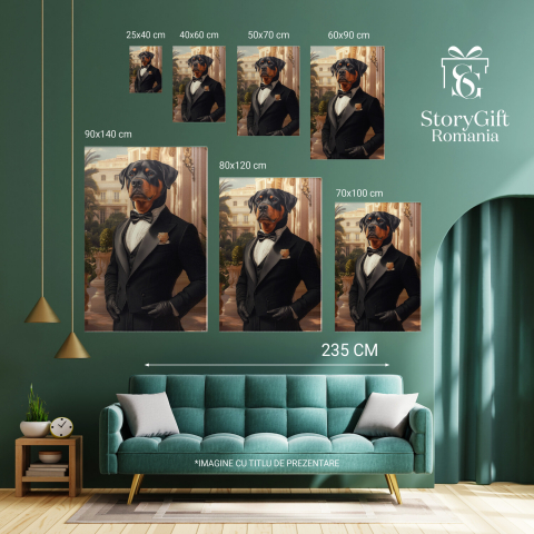  Tablou Canvas Personalizat Costum Regal Negru Cu Papion Floare Roz În Curtea PalatuluiMarime 40x25CM [5]