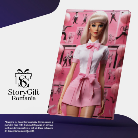 Tablou Canvas: Costumația Vie a Păpușii Fără Cusur Vestimentație Armonioasă în Fundal Asortat Pictura Digitala 40x25CM [4]