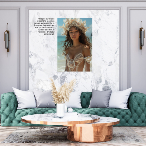 Costumul Atragător al Brunetei cu Scoici în Păr - Pictură Digitală, Marime 40x25CM [2]