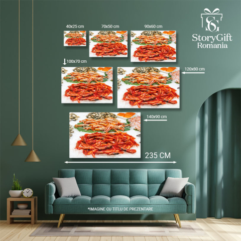 Tablou Canvas Creveti Proaspeti de Vanzare, fresh, prawns, vanzare, marcat 2076 40x25CM [4]