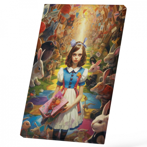 Marimea 40x25CM - Tablou Canvas Cu Alice Din Tara Minunilor, Scena Vis, Exploratoare, Desene Animate, Arta Abstracta 25x40 cm, Multicolor