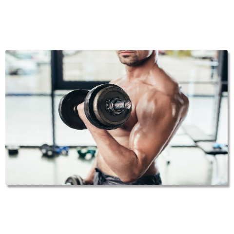 Sport - Tablou Canvas cu Antrenament cu Gantere - Determinare, Barbat, Sala de Sport 40x25CM