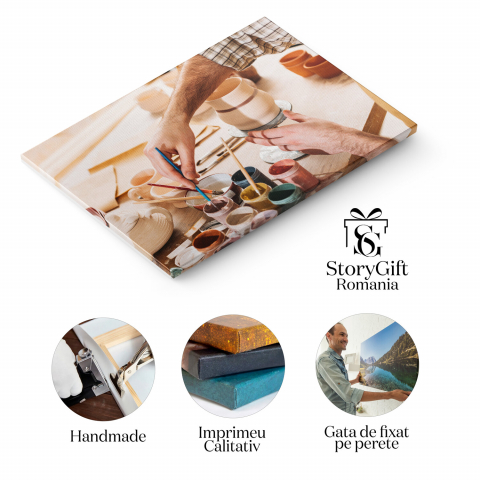 Artista Lucrând la Ceramică Manuală: Un Moment de Creativitate, Marime 40x25CM [1]