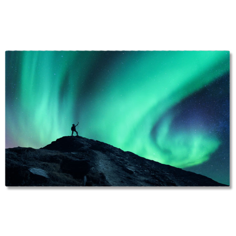 Aurora Boreală - Tablou Canvas cu Aurora Boreala - Fascinatia Noptii si Lumina Cosmica in Arctica 40x25CM