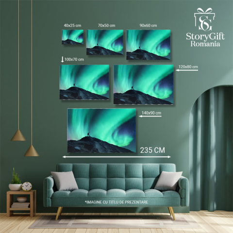 Tablou Canvas cu Aurora Boreala - Fascinatia Noptii si Lumina Cosmica in Arctica 40x25CM [4]