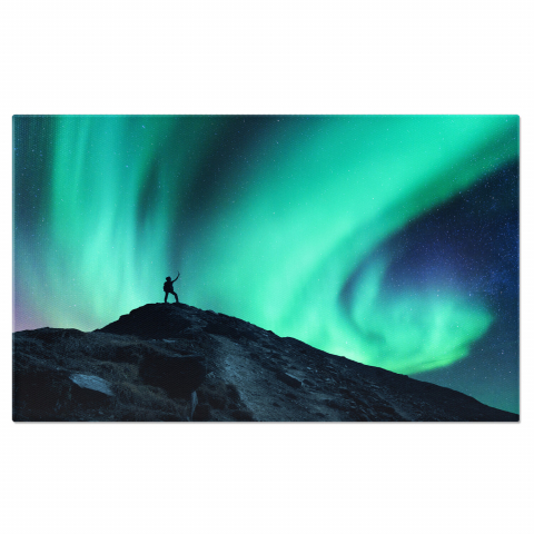 Aurora Boreală - Aurora Boreală - Fascinația Nopții și Lumina Cosmică în Arctica, Marime 40x25CM