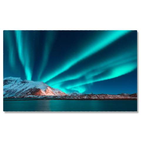 Aurora Boreală - Tablou canvas cu aurora boreala, zapada, munti, mare, noapte, multicolor 40x25CM