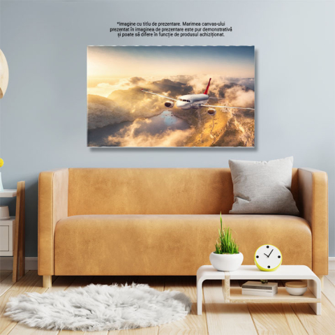 Tablou canvas cu avion, munte, lac, nori, stanci, zbor, multicolor 40x25CM [2]