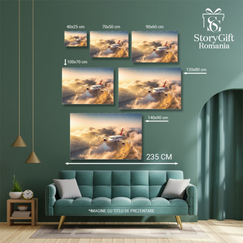 Tablou canvas cu avion, munte, lac, nori, stanci, zbor, multicolor 40x25CM [4]