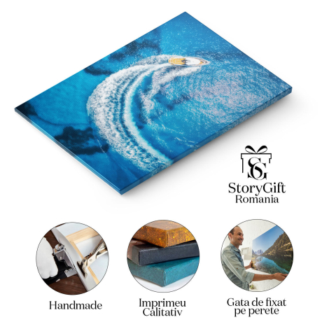 Tablou canvas cu barca, ocean, lumina soarelui, vara, multicolor 40x25CM [1]