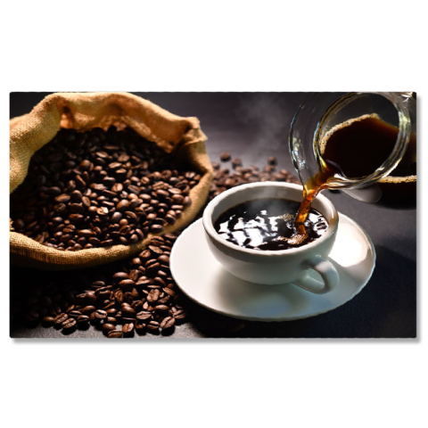 Băuturi - Tablou Canvas cu Cafea Turnata, Aroma de Espresso intr-o Zi de Dimineata - cafea, espresso, aroma, dimineata 40x25CM