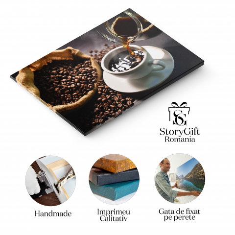 Tablou Canvas cu Cafea Turnata, Aroma de Espresso intr-o Zi de Dimineata - cafea, espresso, aroma, dimineata 40x25CM [1]