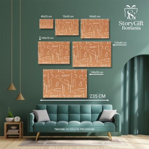 Tablou canvas cu cerc, simboluri, dungi, semicerc, forme abstracte, multicolor 40x25CM [4]