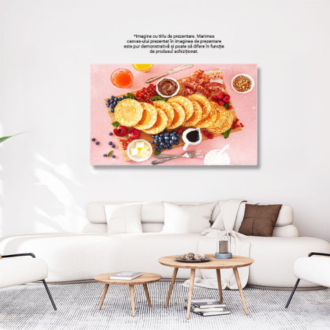 Tablou canvas cu clatite, mancare, unt, fructe, bacon, multicolor 40x25CM [2]