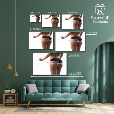 Tablou canvas cu femeie, silueta, metru, lenjerie, sport, multicolor 40x25CM [4]