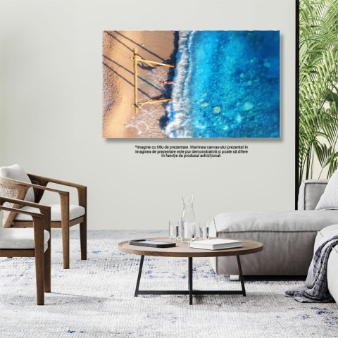 Tablou canvas cu leagan pe malul marii, valuri, apa, nisip, multicolor 40x25CM [2]