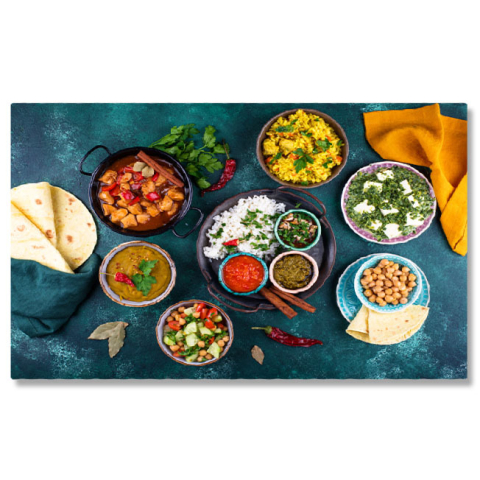 Mâncare - Tablou canvas cu lipie, mancare, orez, scortisoara, dafin, multicolor 40x25CM