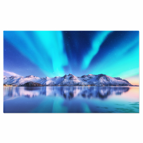 Aurora Boreală - Lumini Nordice în Norvegia Lofoten - Dansul Stelelor și Aurora Boreală, Marime 40x25CM