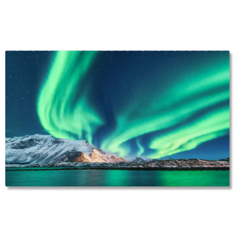 Aurora Boreală - Tablou Canvas cu Luminile Nordului peste Norvegia - Spatiu, Galaxie, Verde 40x25CM