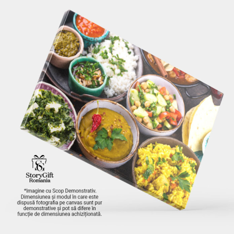 Tablou canvas cu mancare, boluri, orez, sosuri, salate, vegetarian, multicolor 40x25CM [3]
