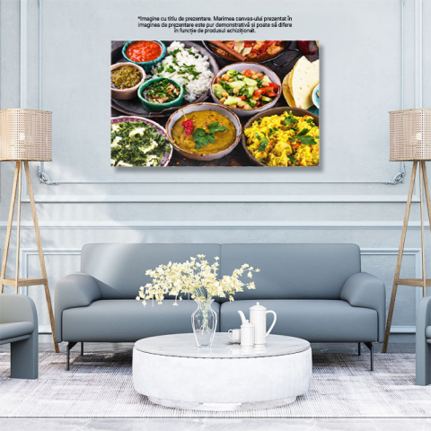 Tablou canvas cu mancare, boluri, orez, sosuri, salate, vegetarian, multicolor 40x25CM [2]