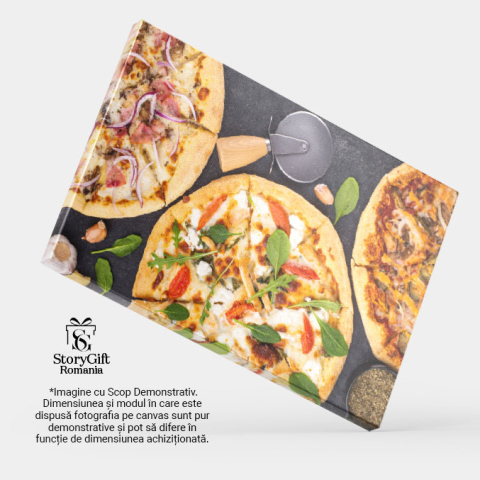 Tablou canvas cu mancare, pizza, usturoim busuioc, blat, multicolor 40x25CM [3]