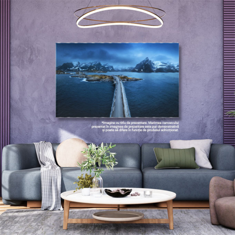 Tablou canvas cu munti, zapada, sosea, insula, nordic, nori, multicolor 40x25CM [2]